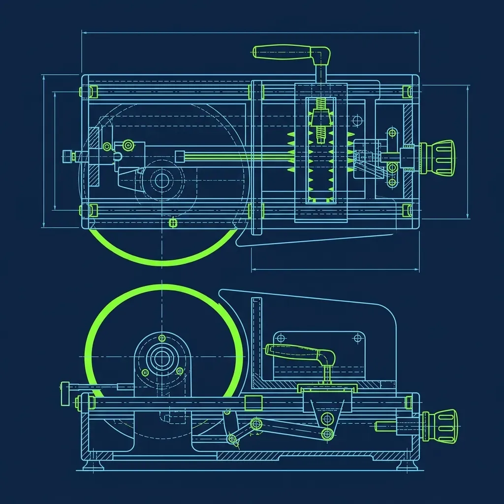 Technical schematic of the Arby's commercial deli slicer carriage assembly