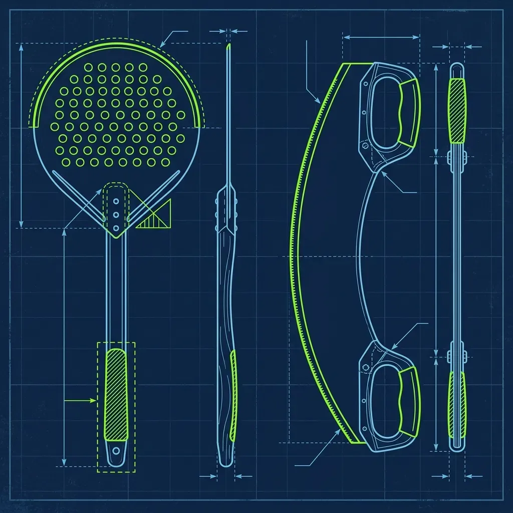 Technical schematic of a Domino's pizza peel and rocking blade