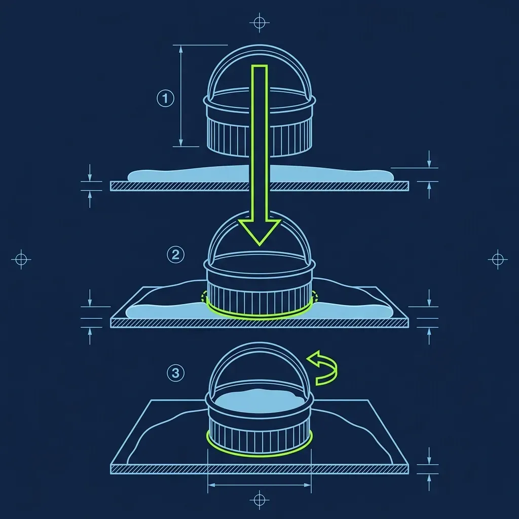 Technical diagram demonstrating proper straight-down metal biscuit cutter technique